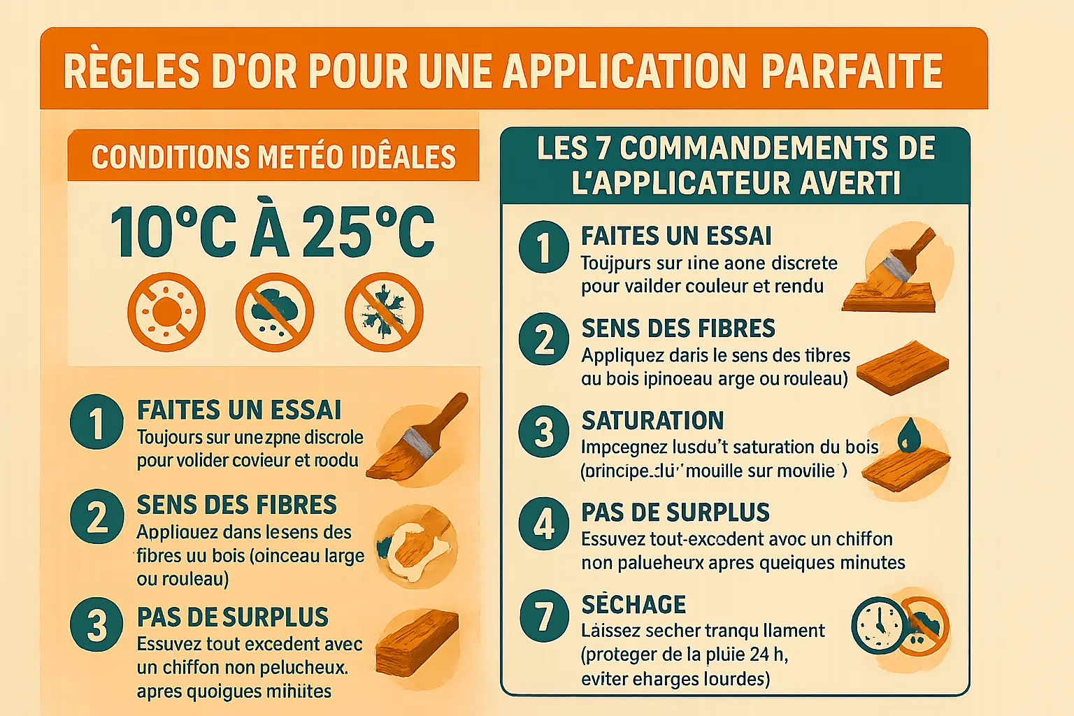 Application d'un traitement sur une terrasse en bois extérieur