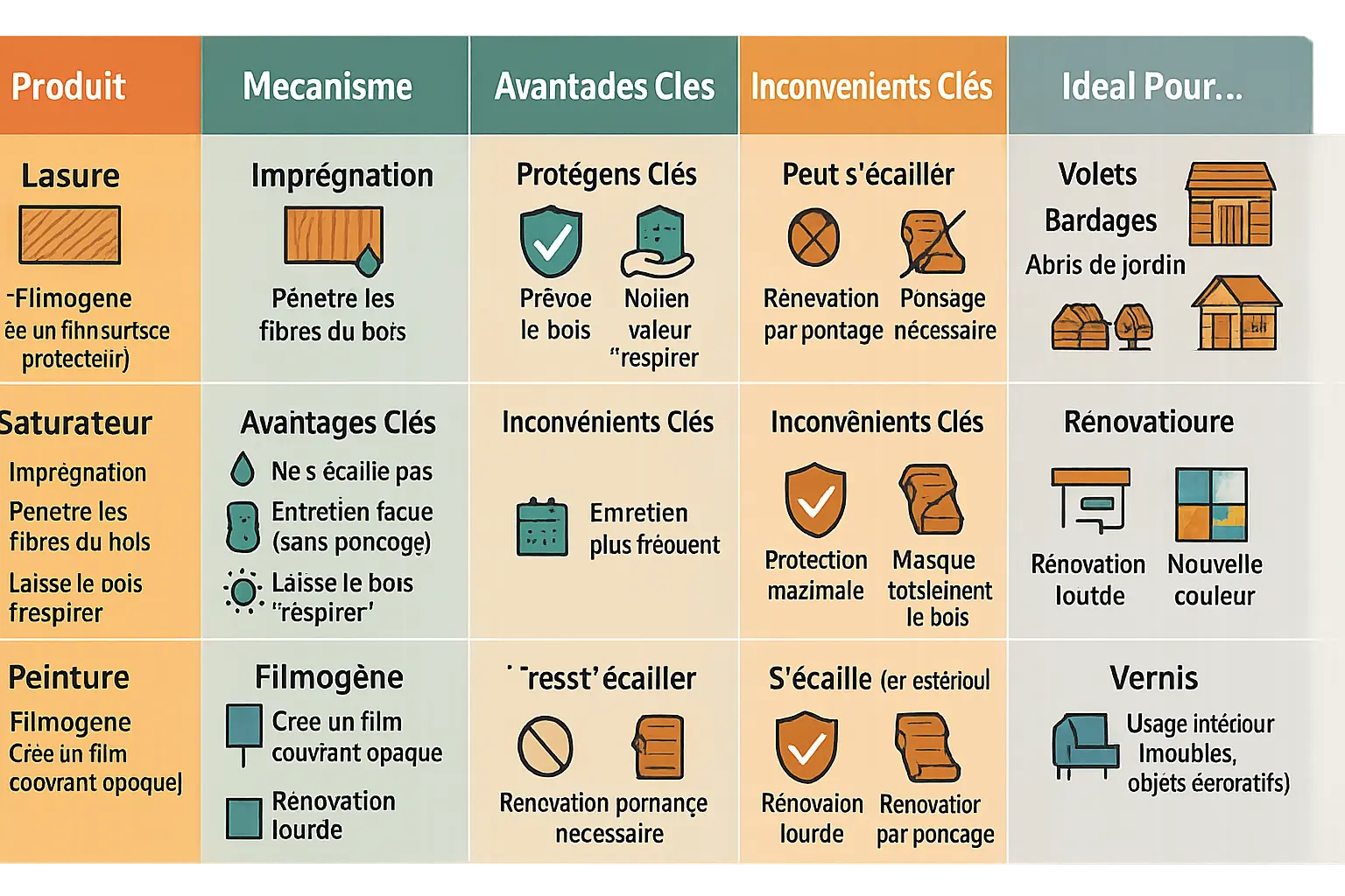 Comparaison des traitements pour bois extérieur