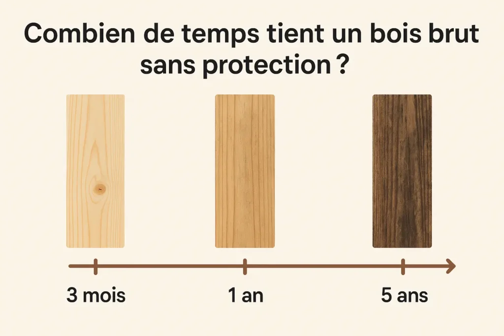 combien de temps tient un bois brut sans protection