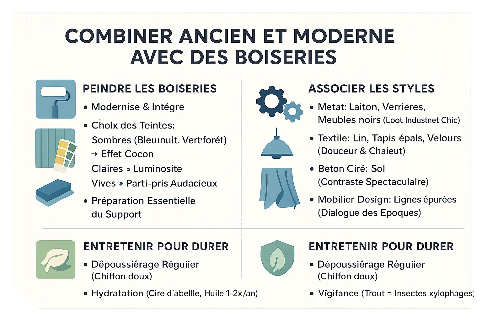Boiseries anciennes intégrées à un décor moderne