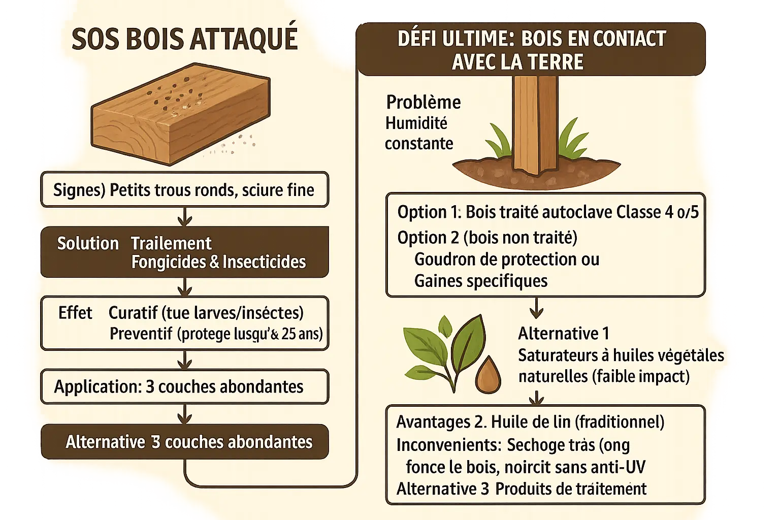 Illustration d'un bois protégé contre l'humidité