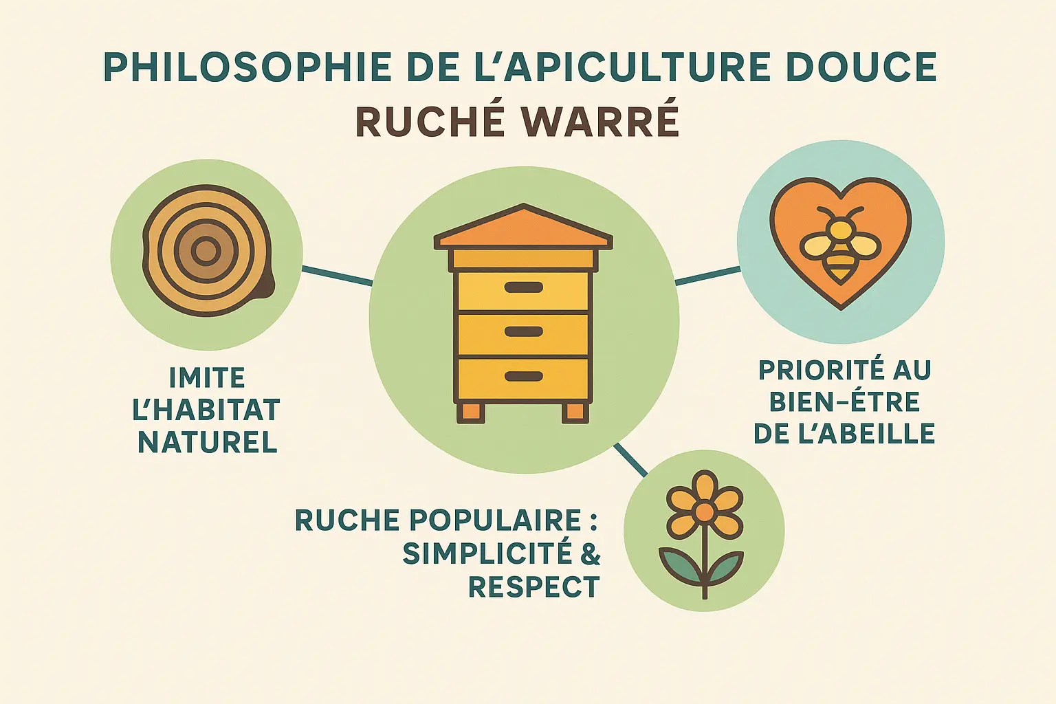 Ruche Warré illustrant son design respectueux de l'habitat naturel des abeilles