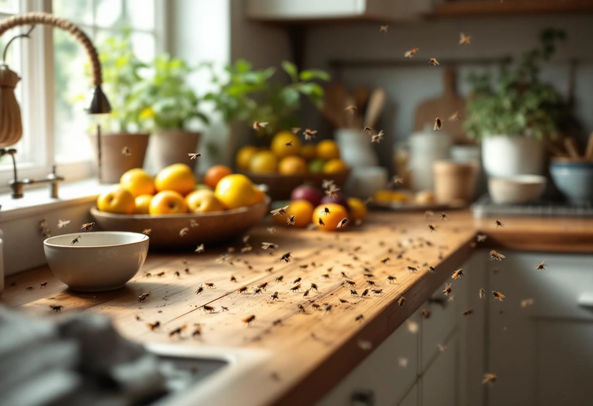 Moucherons dans la cuisine