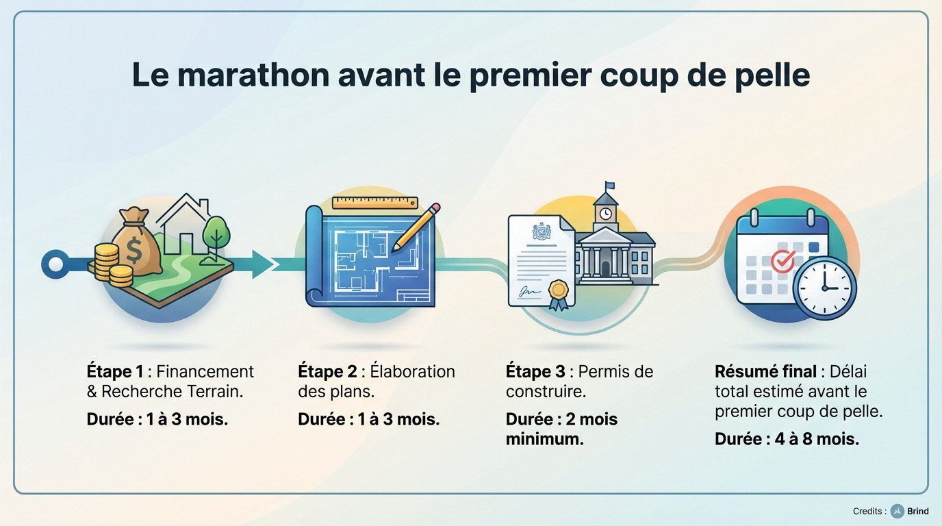 Illustration des étapes administratives avant la construction d'une maison