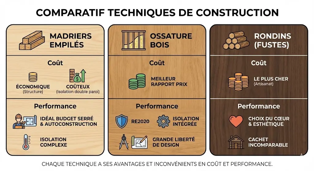 comparatif des technique de construction d'une maison en bois