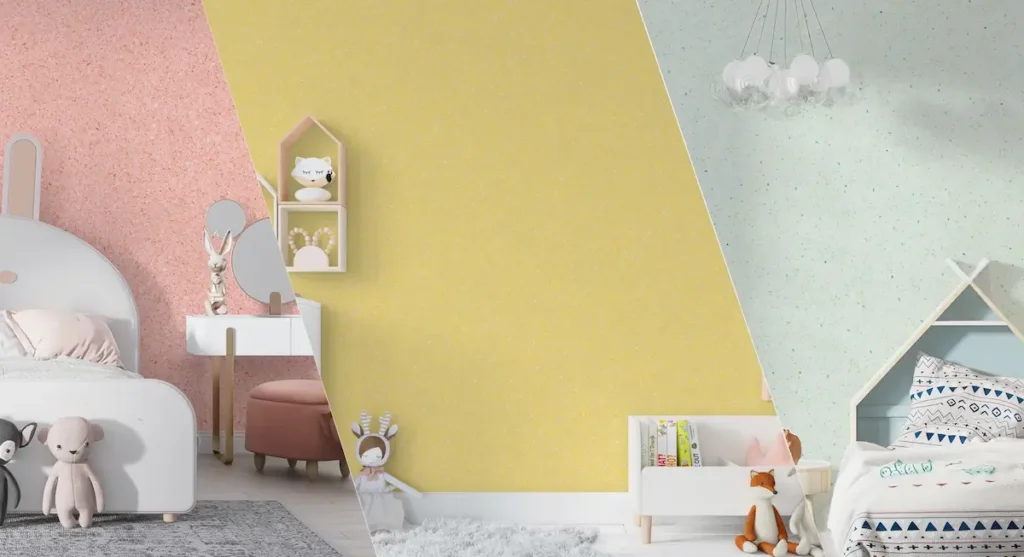 Les couleurs pastels de l'enduit coton recyclé mural sont réconfortantes