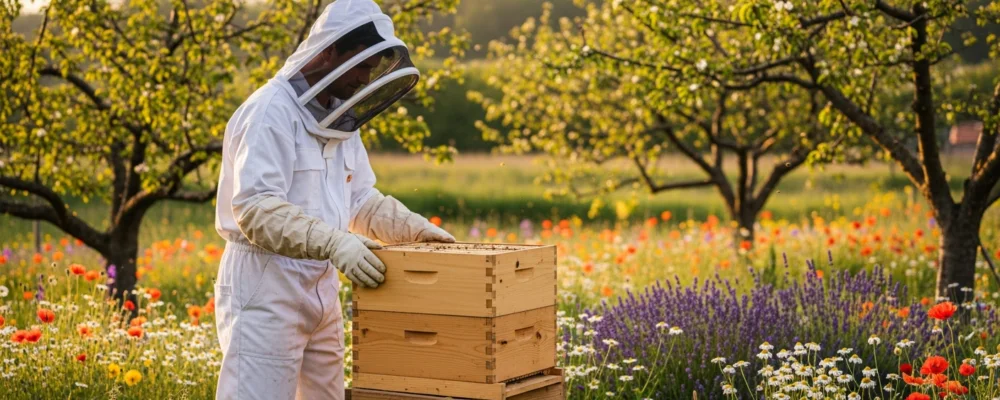 Illustration de Installer sa ruche : emplacement, réglementation et premières abeilles pour apiculture debutant ruche