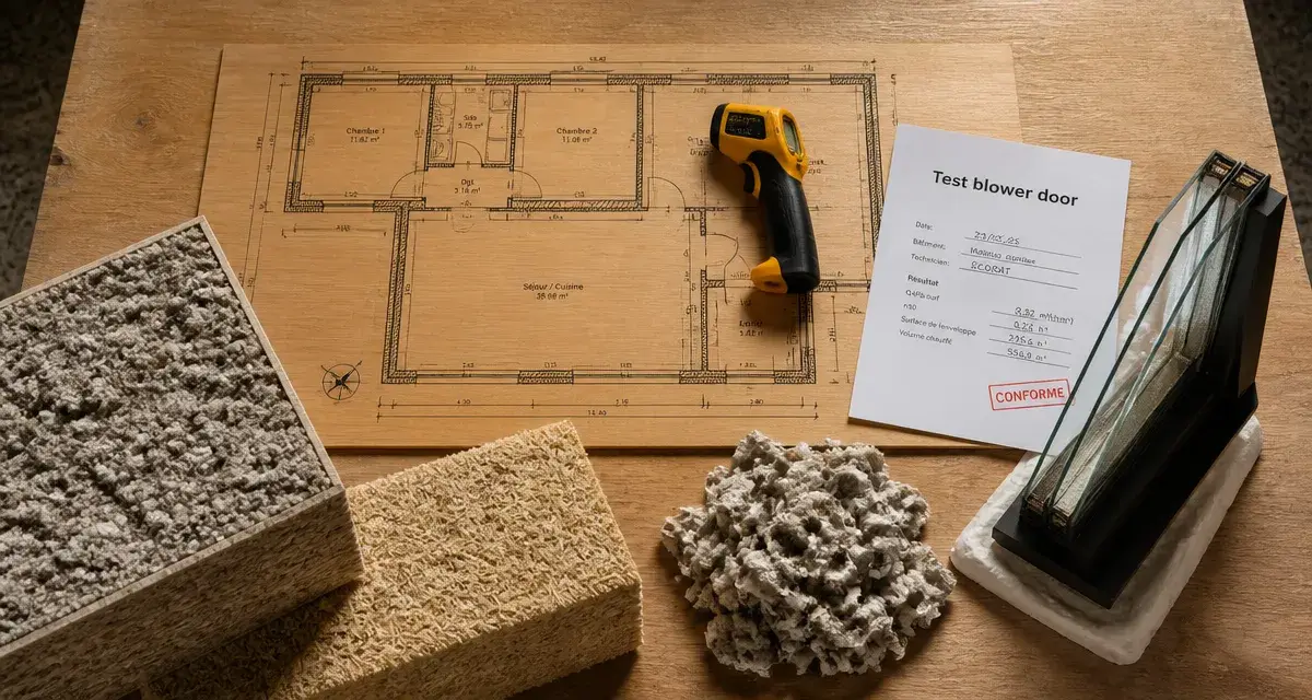 Constructeur maison bois passive : plan, isolation et test blower door