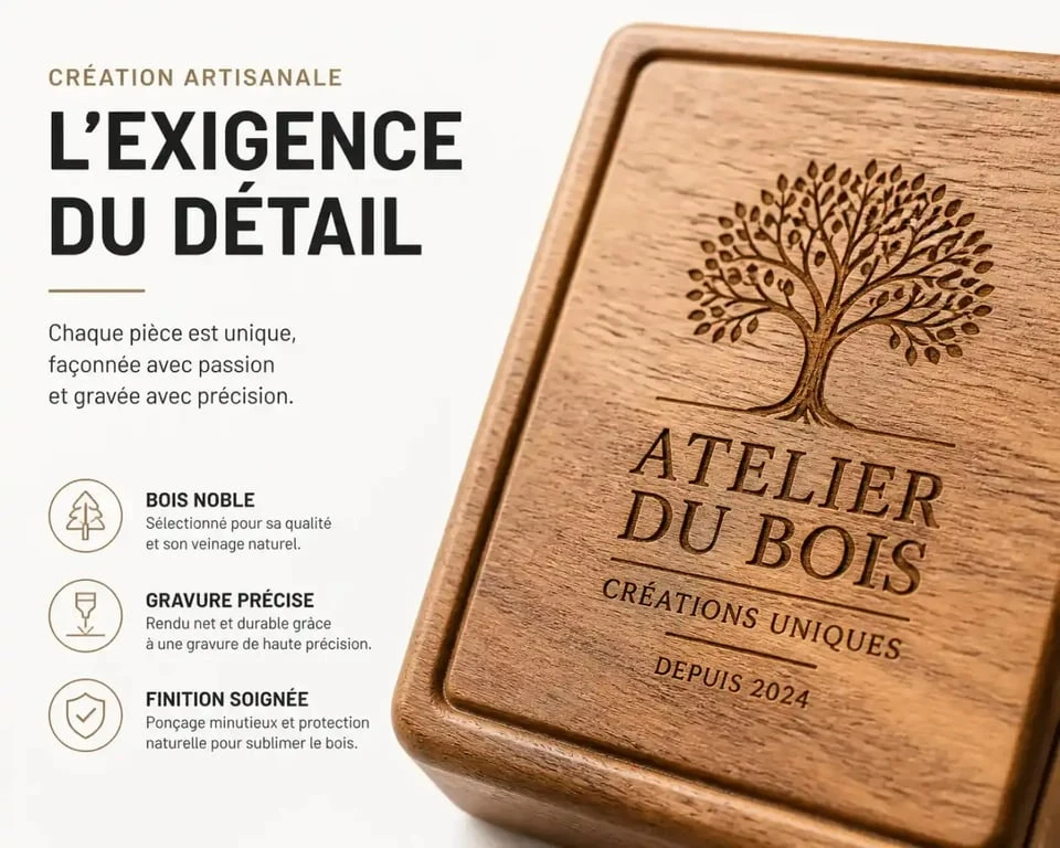 Cadeau en bois personnalisé avec gravure pour une émotion unique.