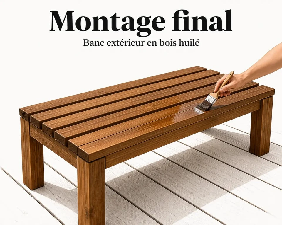Fabriquer banc en bois exterieur : montage d'un banc de jardin sur terrasse avec finition protectrice