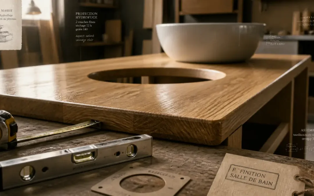 Fabriquer un meuble de salle de bain en bois : dimensions, vernis et perçages à ne pas rater