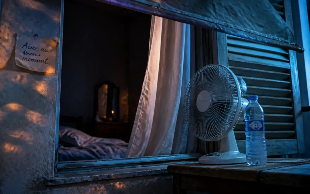 Pièce étouffante sans clim : fermer les apports, ventiler au bon moment, rafraîchir sans surconsommer