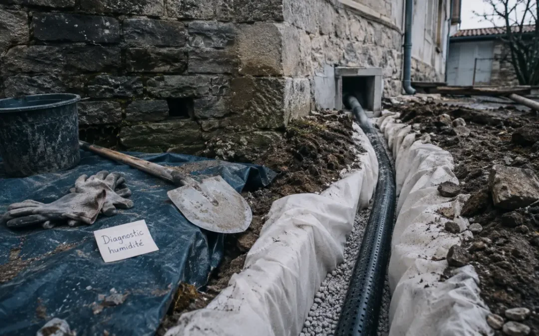 Drainage maison ancienne : le terrassement qui peut déchausser vos murs