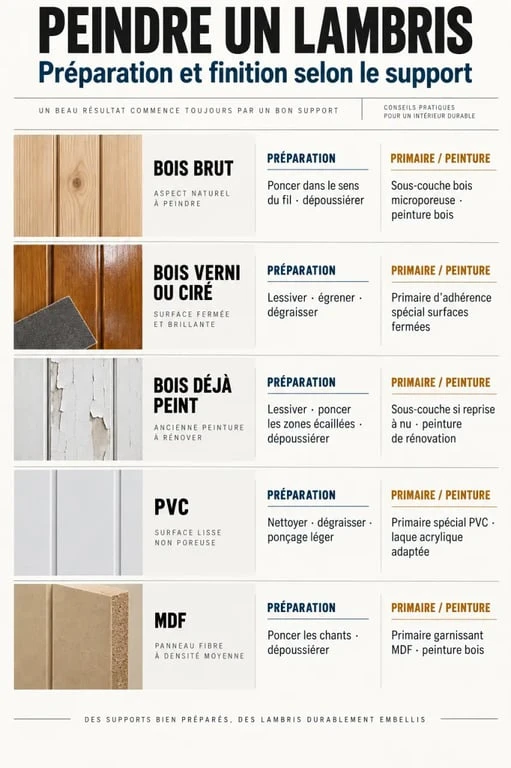 Lambris à peindre : préparation et peinture adaptées au bois, PVC et MDF