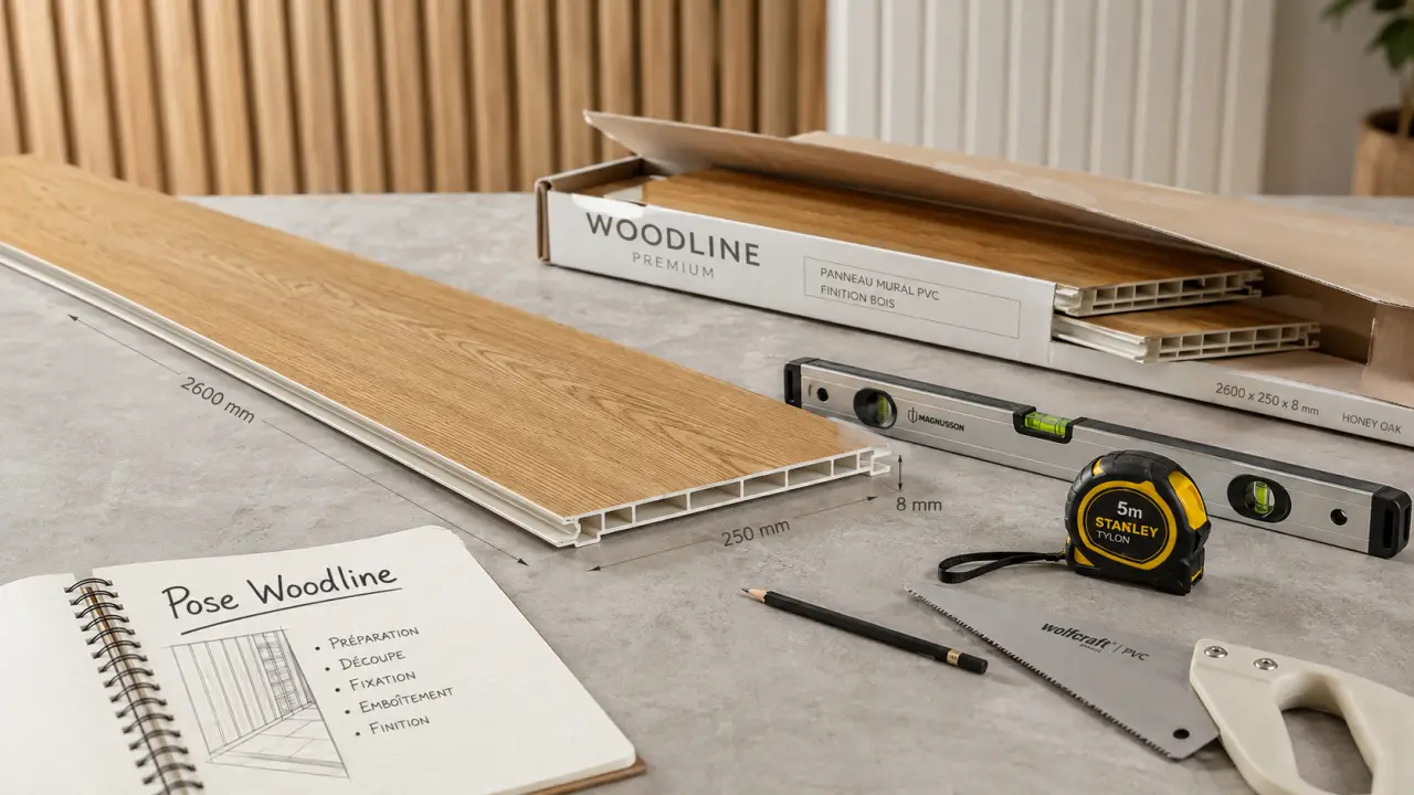 Lambris PVC imitation bois Woodline Premium installation : pose collée ou sur tasseaux