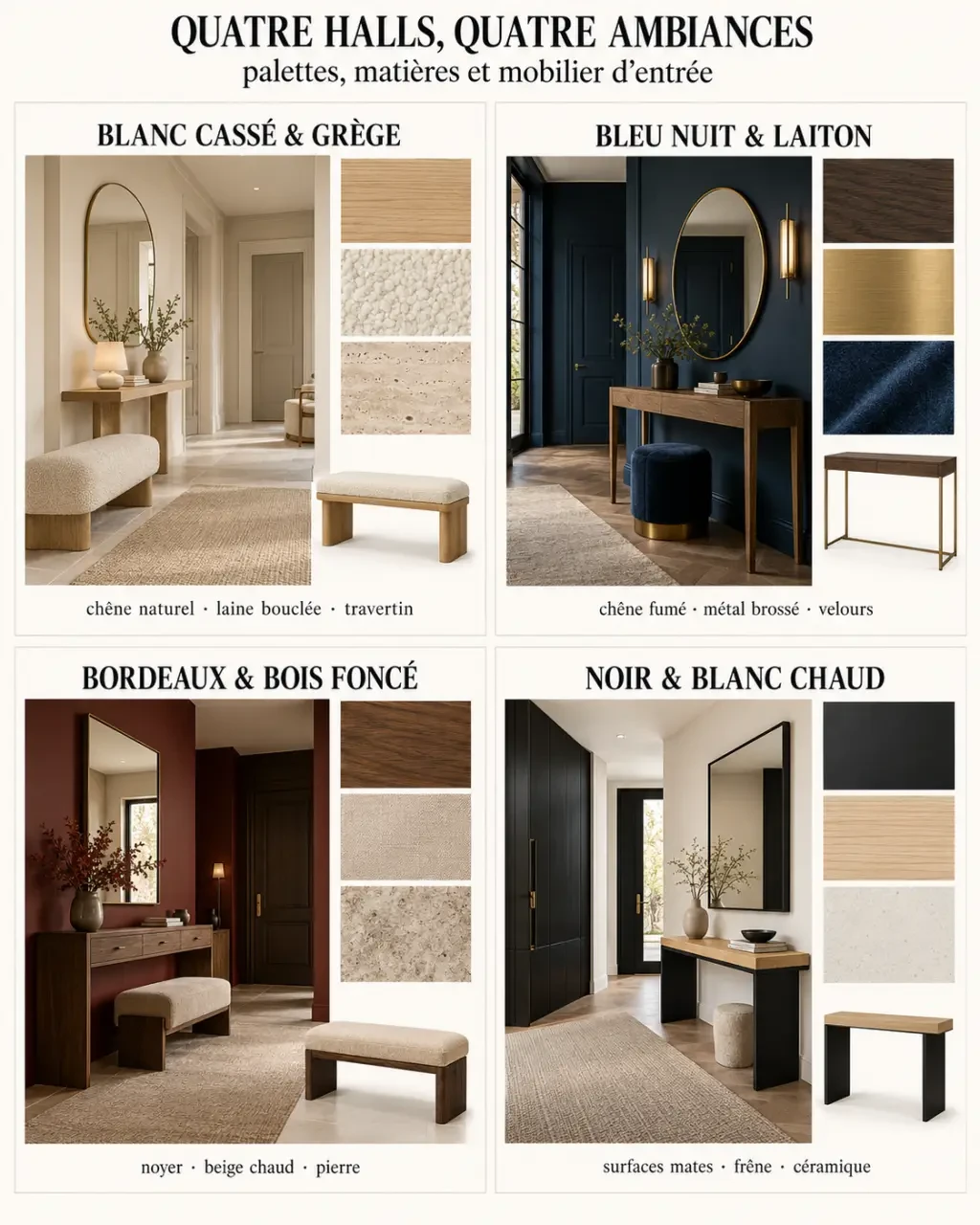 Palettes de couleurs pour une déco hall d'entrée chic