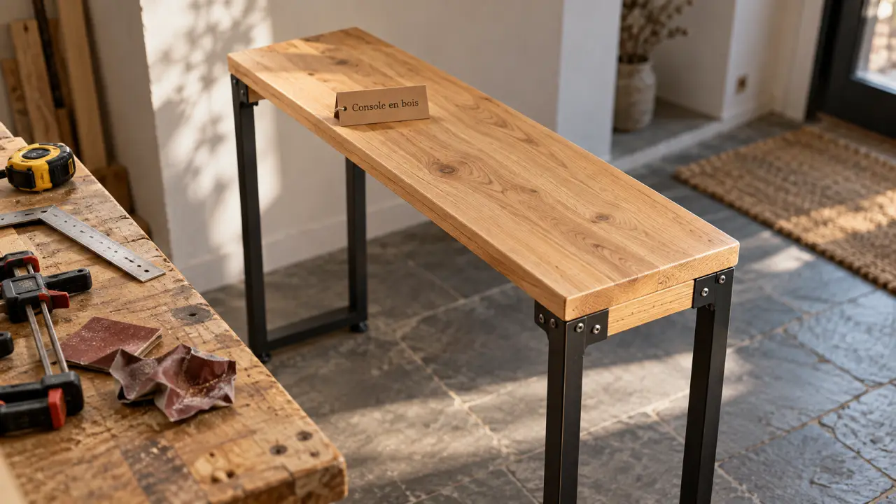 Fabriquer console bois 90×30 cm en chêne clair