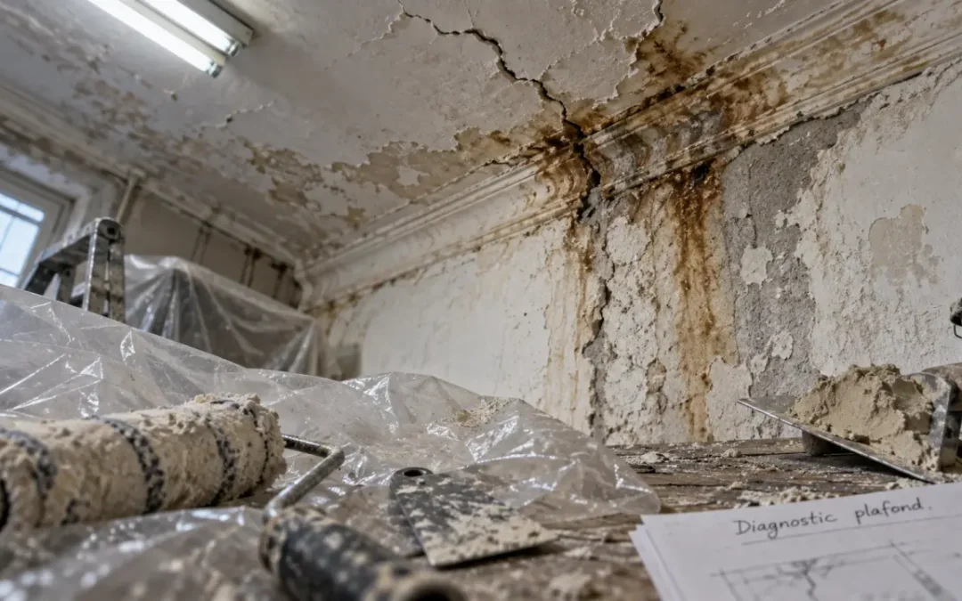 Plafond abîmé : réparer les fissures ou choisir un habillage durable ?