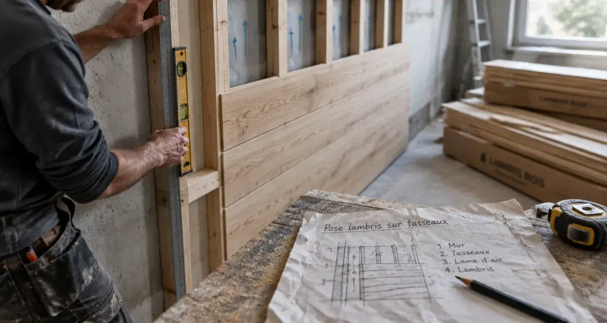 Poser le lambris sur tasseaux : niveau pour mur droit et ventilation